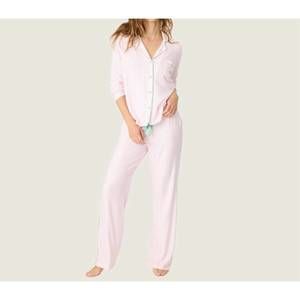 NEW PJ SALVAGE happiest on the court striped pj set in ivory/pink